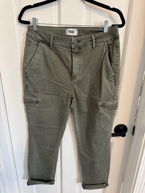 PAIGE Olive Green Ankle Cargo Jeans